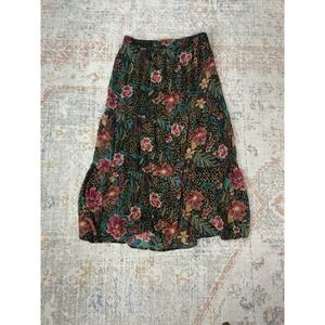 Philosophy Republic Floral Midi Skirt L Large Tiered Ruffle Boho Flowy Festival